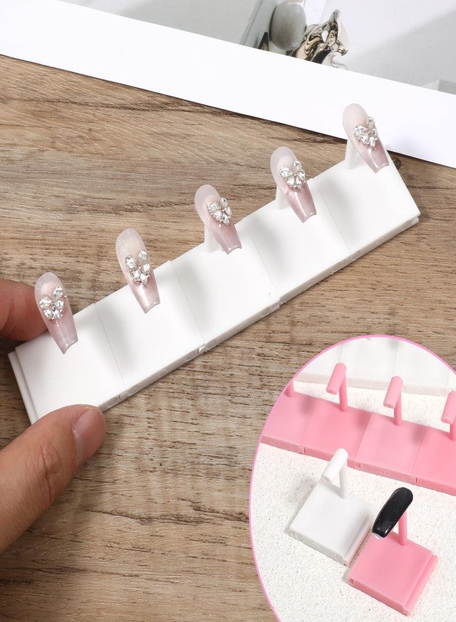Xyembu 20 Pcs Nail Stand, Nails Tip Display Holder, Nail Practice Stand, Nails Tip Practice Art Training Stands for Painting-Nails, DIY Manicure Fingernail Salon (White+Pink) - Image 2